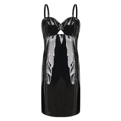 Damen-Midi-Kleid, elegant PVC, Synthetisches Leder-3