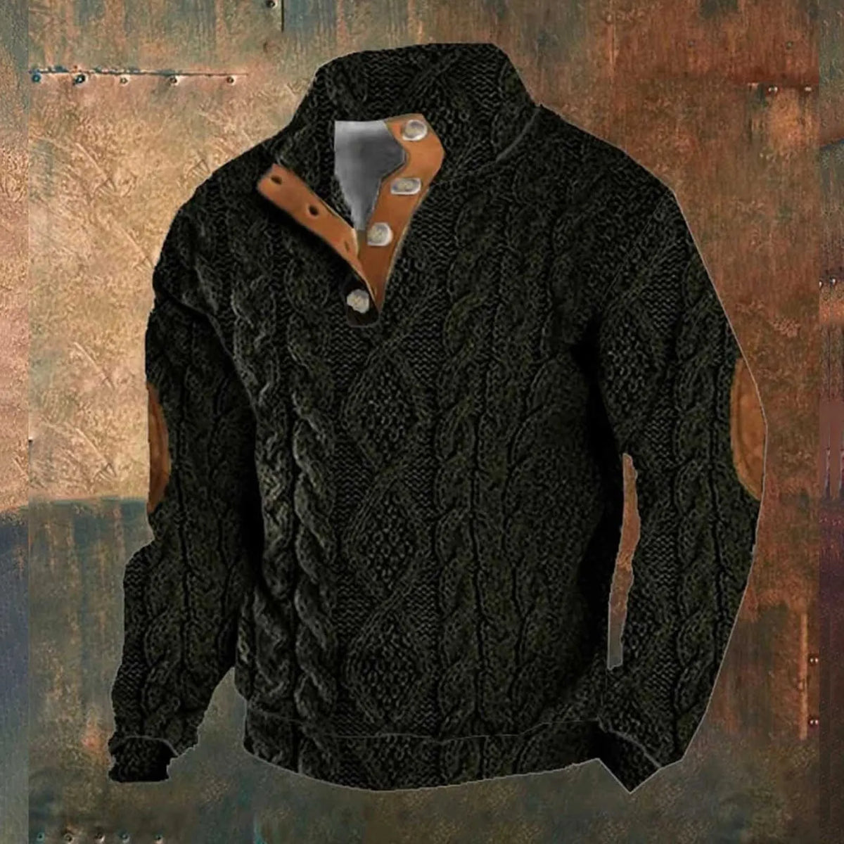 Variant image for Herren-Pullover, Knopfkragen, Jacquard, Muster, hochwertiger Baumwolle, Polyester-12