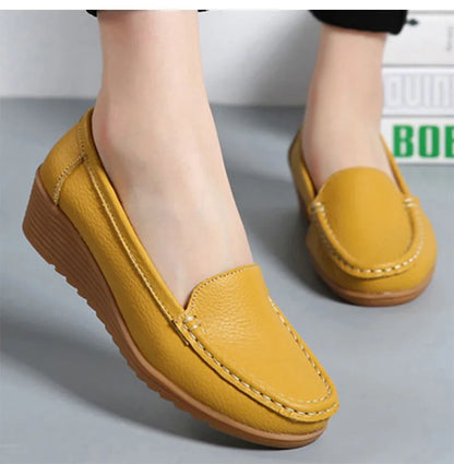 Damen-Leder-Loafer mit dezentem Absatz – komfortable Schuhe für Frühling und Herbst, schwarz oder braun 4