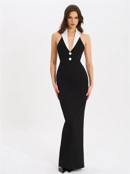 Damen-Maxikleid, maßgeschneidertes Polyester, Elasthan, langes Kleid-2