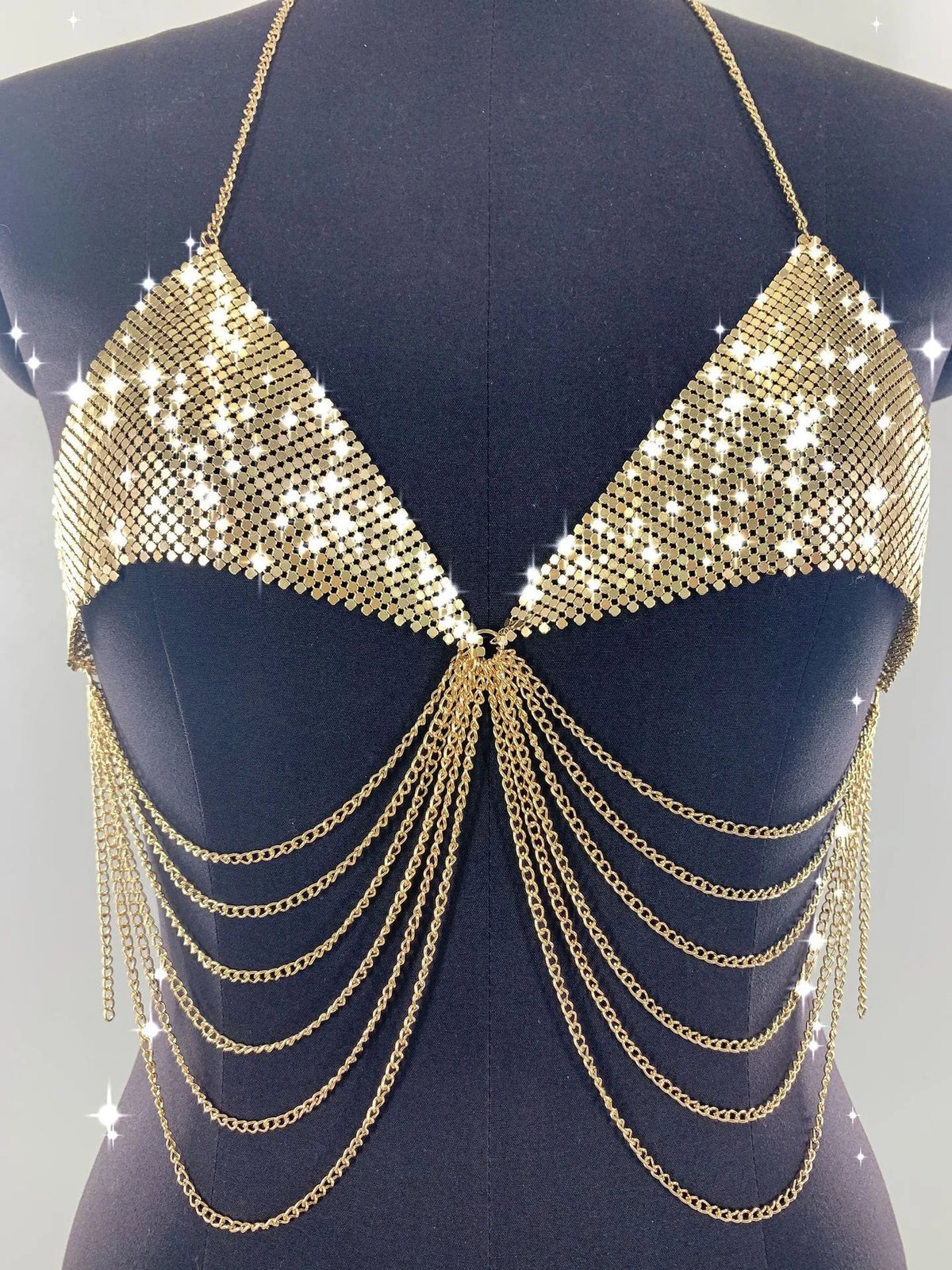 Damen-Körperschmuck, rundes Design, Metall mit Kettenverzierung-4