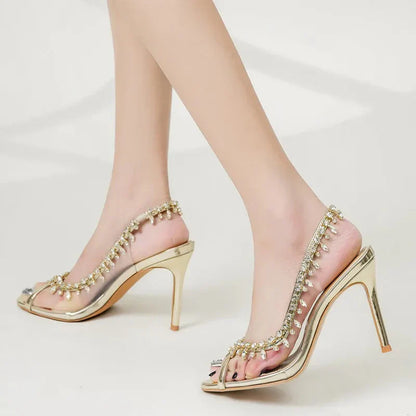 Damen-Sandalen, Slingback-Absatz, PVC-5