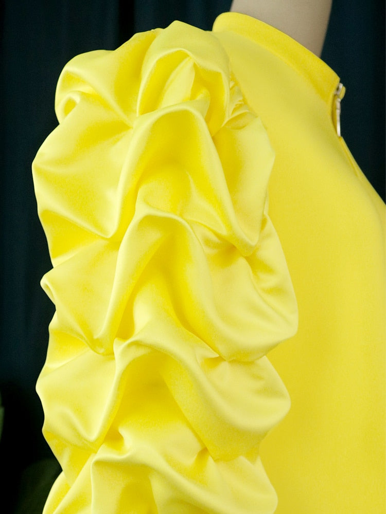 Damen-Minikleid, leichte Baumwolle, Puffärmel, gerader Schnitt-3