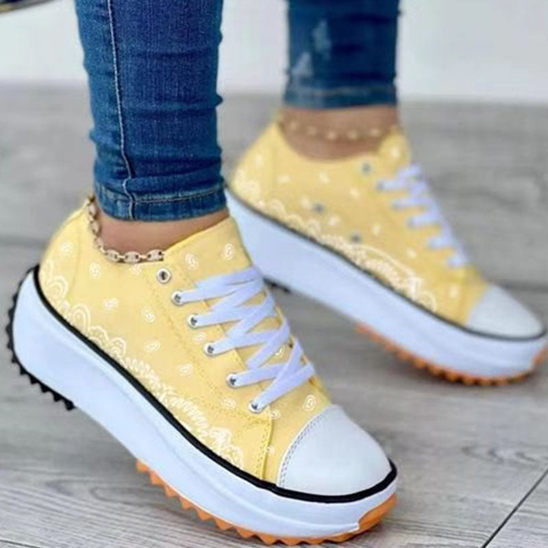 Damen Sneakers Geblümtes Design Canvas-3