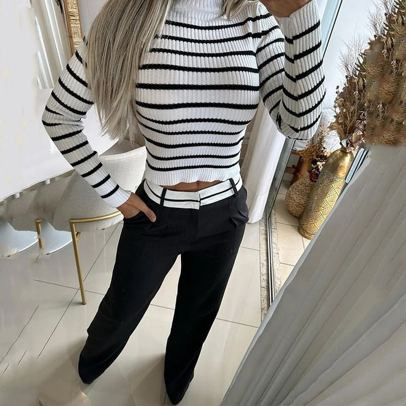 Damen-Pullover und Hose, Set schicker weicher elastischer Stoff-2