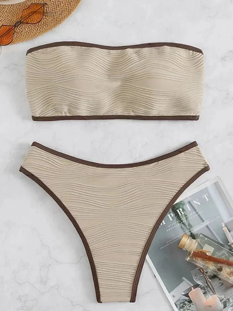 Damen Bikini-Set Hohe Taille Polyester Elastan-1