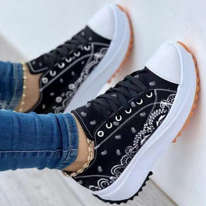 Damen Sneakers Geblümtes Design Canvas-4