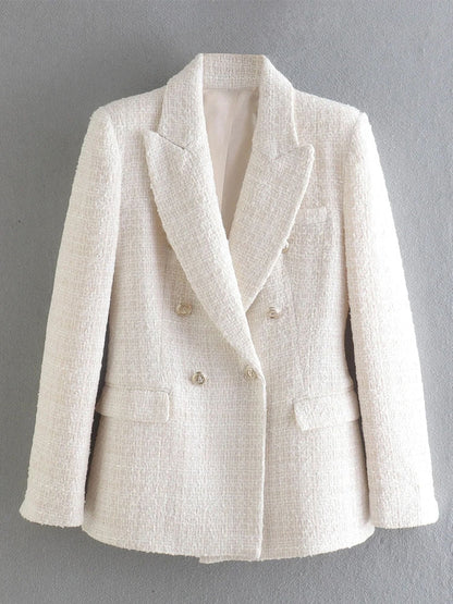 Damen Blazer Doppelknopf Baumwolle und Polyester Elegant Standard Passform-1