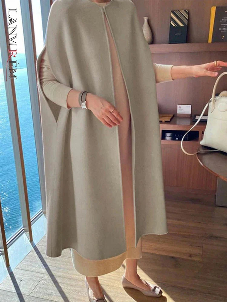 Damen-Mantel, Cape, Stil, Wolle, Polyester-2