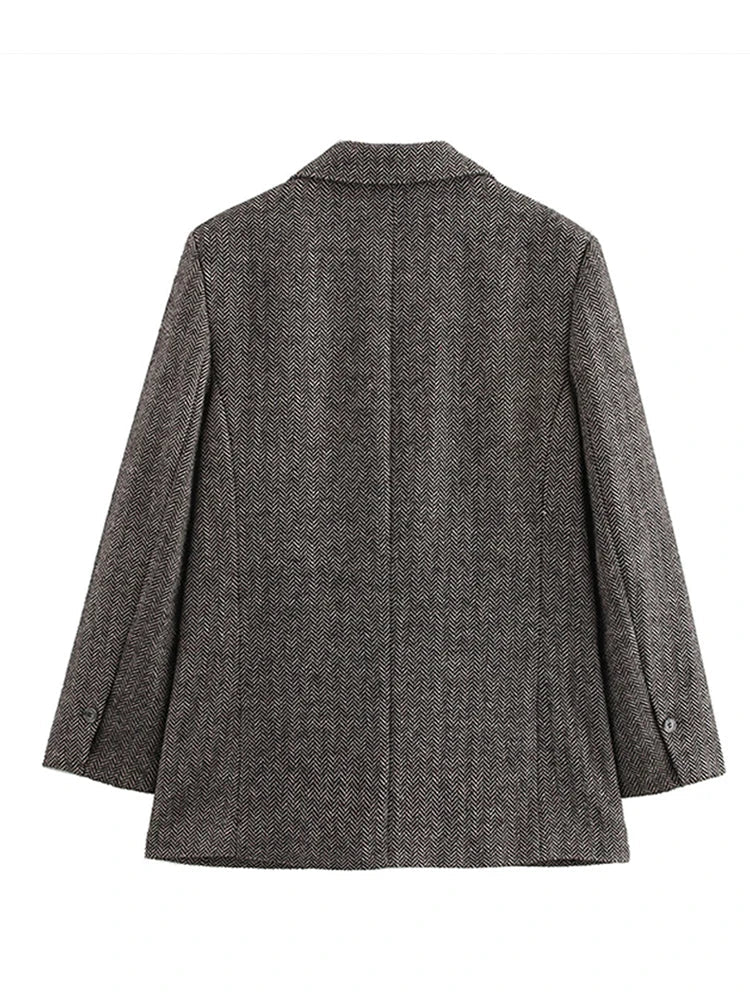 Damen Blazer Modern Wendbarer Kragen Elegantes Polyester Viskose-4