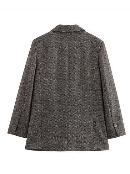 Damen Blazer Modern Wendbarer Kragen Elegantes Polyester Viskose-4