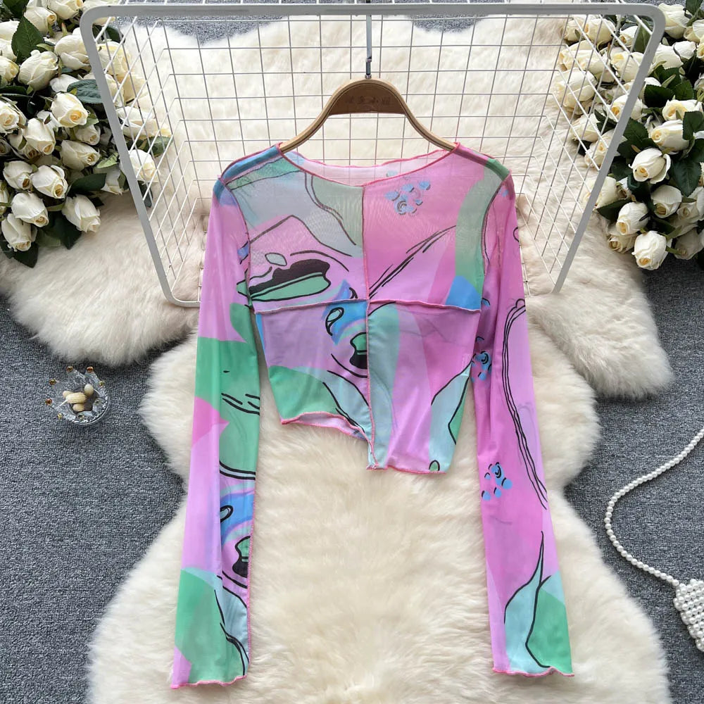 Variant image for Damen-Crop-Top, transparentes Patchwork, Polyester-1