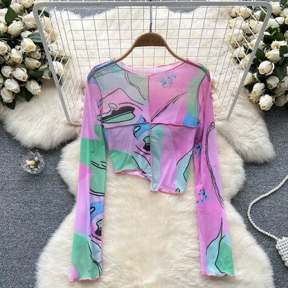 Variant image for Damen-Crop-Top, transparentes Patchwork, Polyester-1