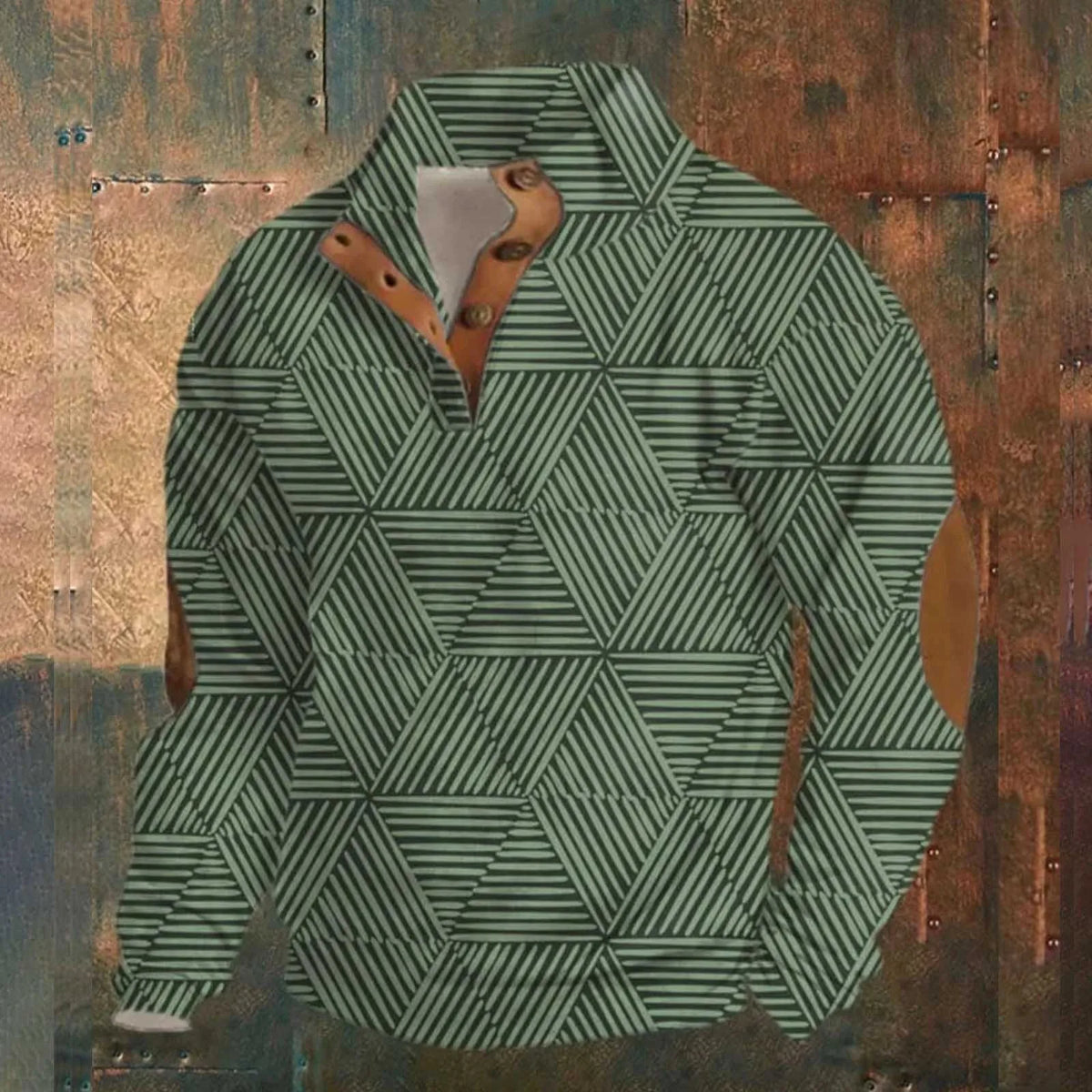 Herren-Pullover, Knopfkragen, Jacquard, Muster, hochwertiger Baumwolle, Polyester-5