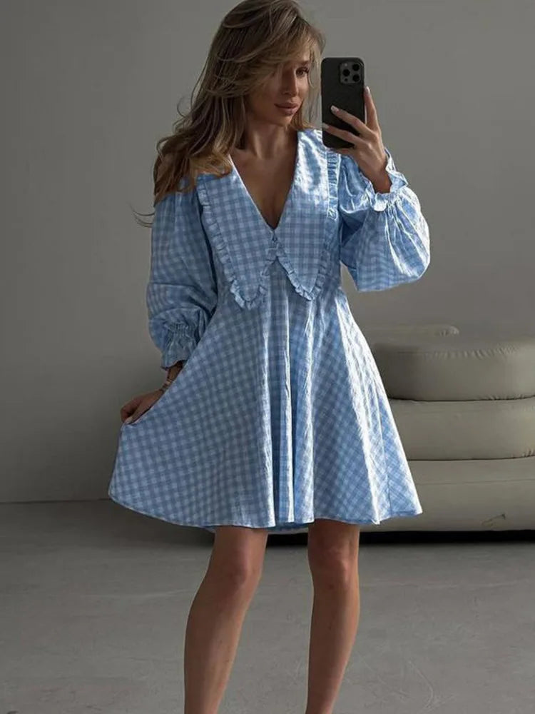 Damenkleid A-Linienförmig Puffärmel Polyester 2