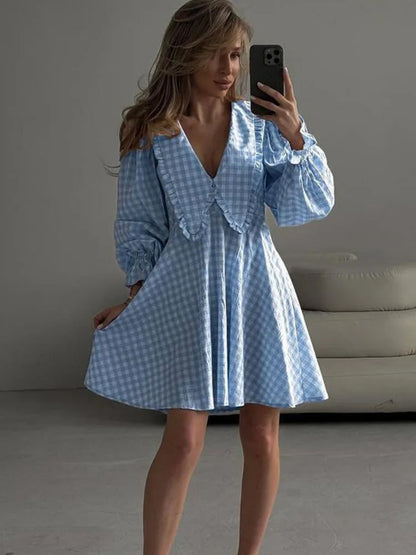 Damenkleid A-Linienförmig Puffärmel Polyester 2