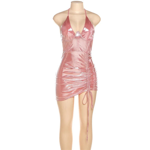 Damen-Minikleid, V-Ausschnitt, ärmelloses Polyester-1