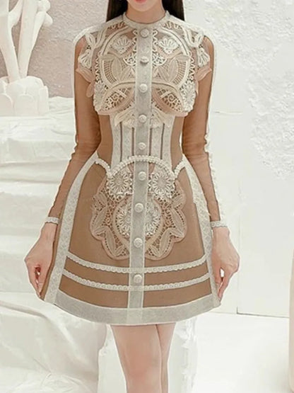 Variant image for Damen-Minikleid, A-Linie, Patchwork, Polyester-1