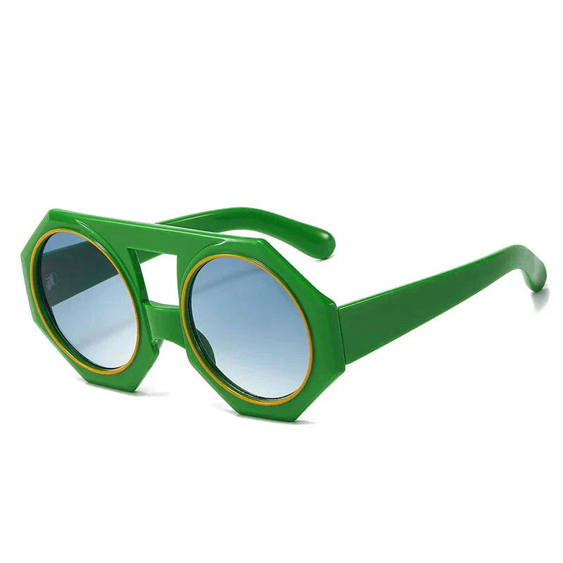 Damen-Sonnenbrille, oversized, rundes Design, langlebiger Kunststoff-5