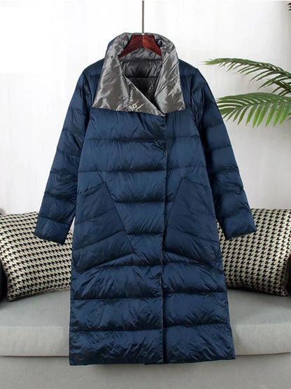 Langer Wintermantel Damen Kariert Wollmix Elegant Design-1