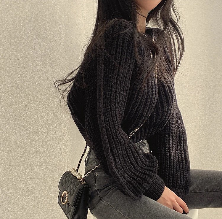 Damen-Strickpullover, kurz, für Layering, Styling-6