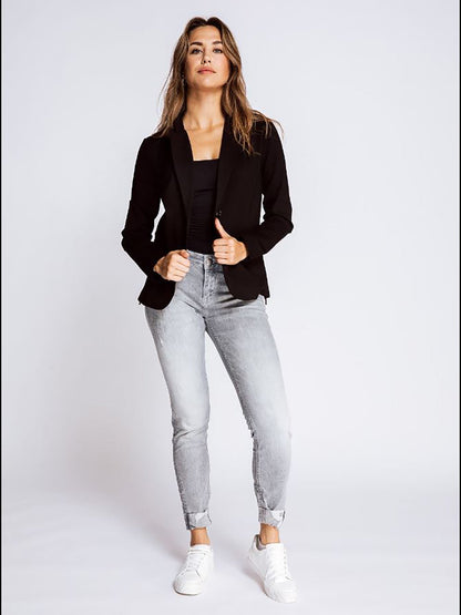 Damenblazer in schmaler Passform aus Polyester mit Reverskragen-5