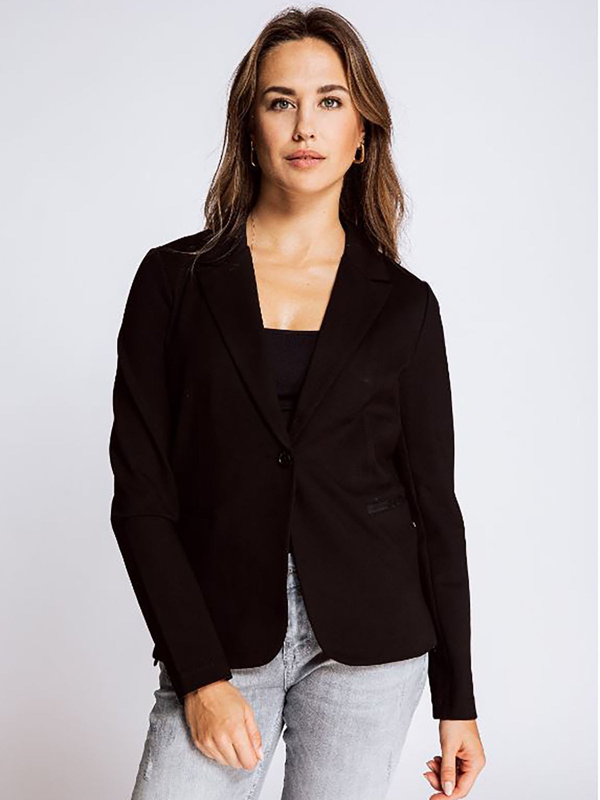 Damenblazer in schmaler Passform aus Polyester mit Reverskragen-1