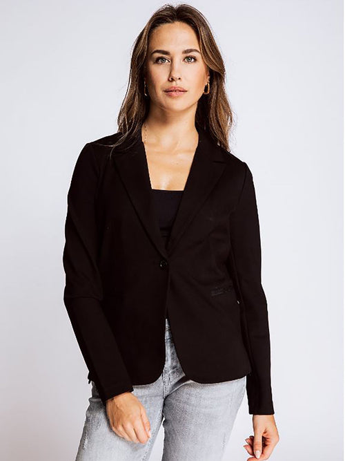 Damenblazer in schmaler Passform aus Polyester mit Reverskragen-1
