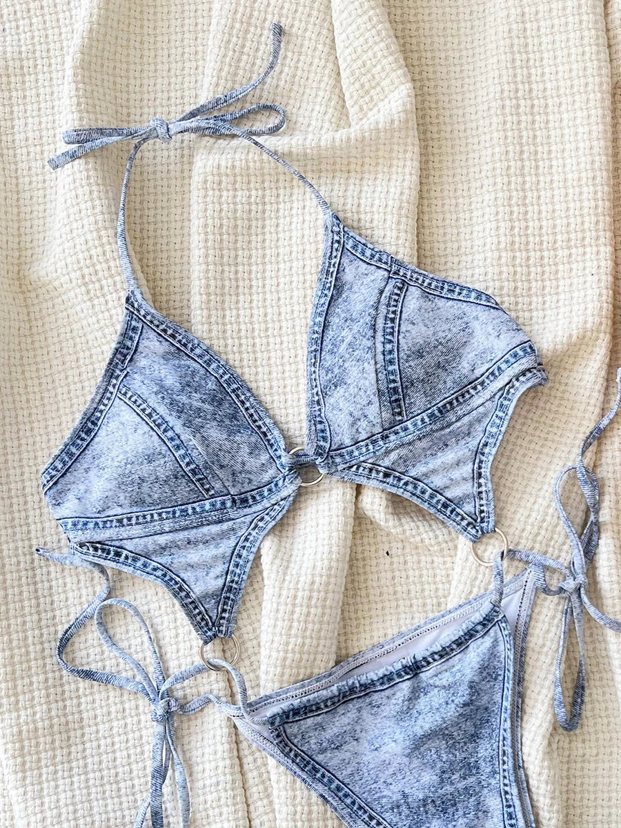 Bikini Damen Schmeichelnde Nackenlinie Polyester Spandex-3