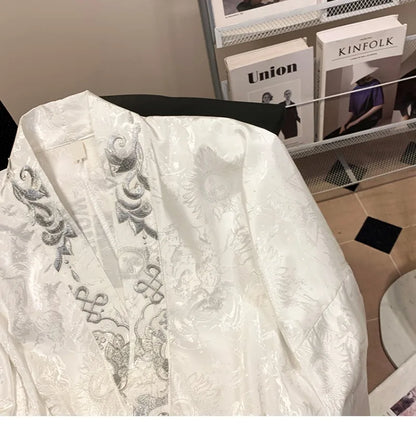 Bluse Damen Geblümt V-Ausschnitt Lange Ärmel Satin-4