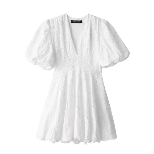 Damen-Minikleid, Puffärmel, leichter Stoff-1