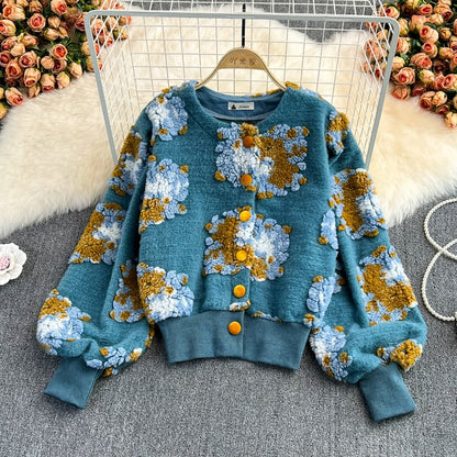 Damenpullover Laternenärmel Patchwork Dacron-1