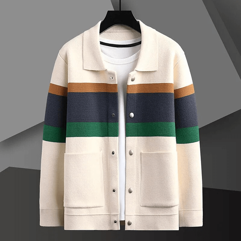Variant image for Herren-Strickjacke, gestreiftes Jacquard, gestrickt, weich und bequem-9