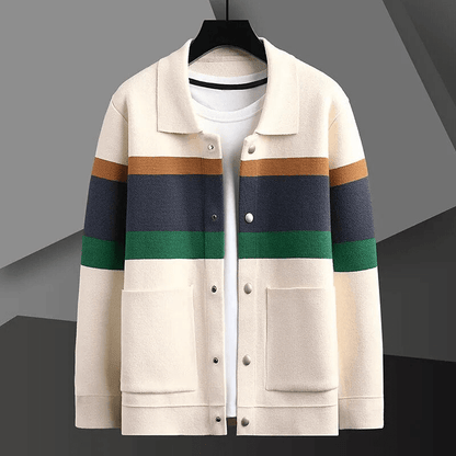 Variant image for Herren-Strickjacke, gestreiftes Jacquard, gestrickt, weich und bequem-9