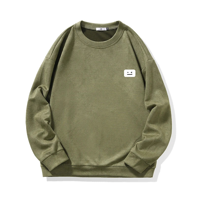 Herren-Pullover, minimalistischer Rundhals, weiche Baumwolle, mit grafischem Detail-4