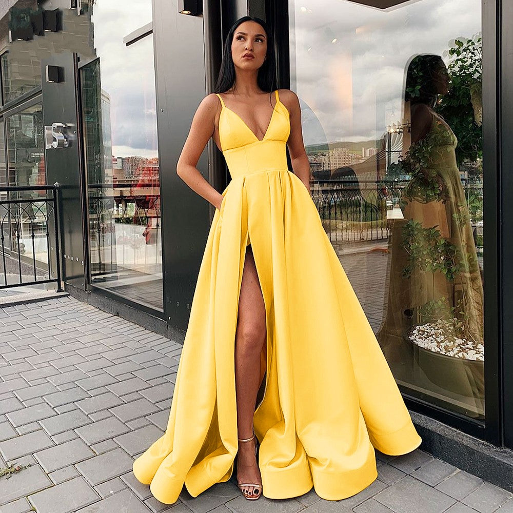 Maxikleid Damen Geteiltes Design Polyester für Lange Kleider-4