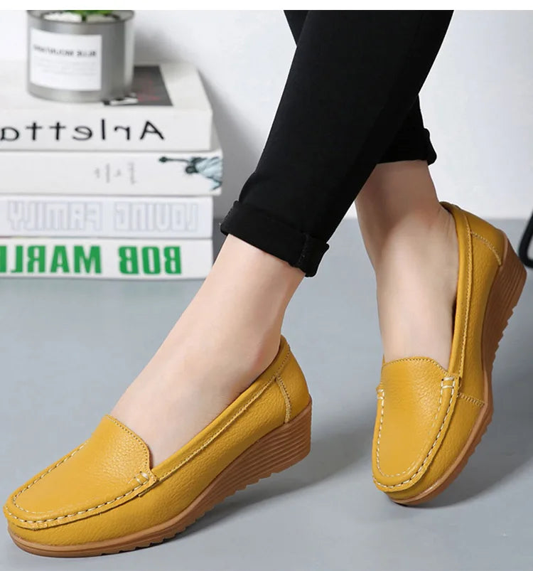 Damen-Lederloafer mit dezentem Absatz – Bequeme Schuhe für Frühling und Herbst, Schwarz oder Braun 5