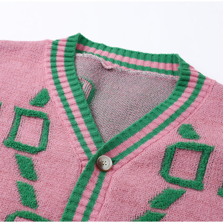 Damen Geblümter Cardigan V-förmiger Ausschnitt Acryl 6
