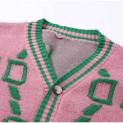 Damen Geblümter Cardigan V-förmiger Ausschnitt Acryl 6