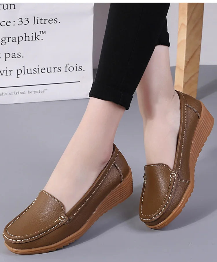 Damen-Lederloafer mit dezentem Absatz – Bequeme Schuhe für Frühling und Herbst, Schwarz oder Braun 6