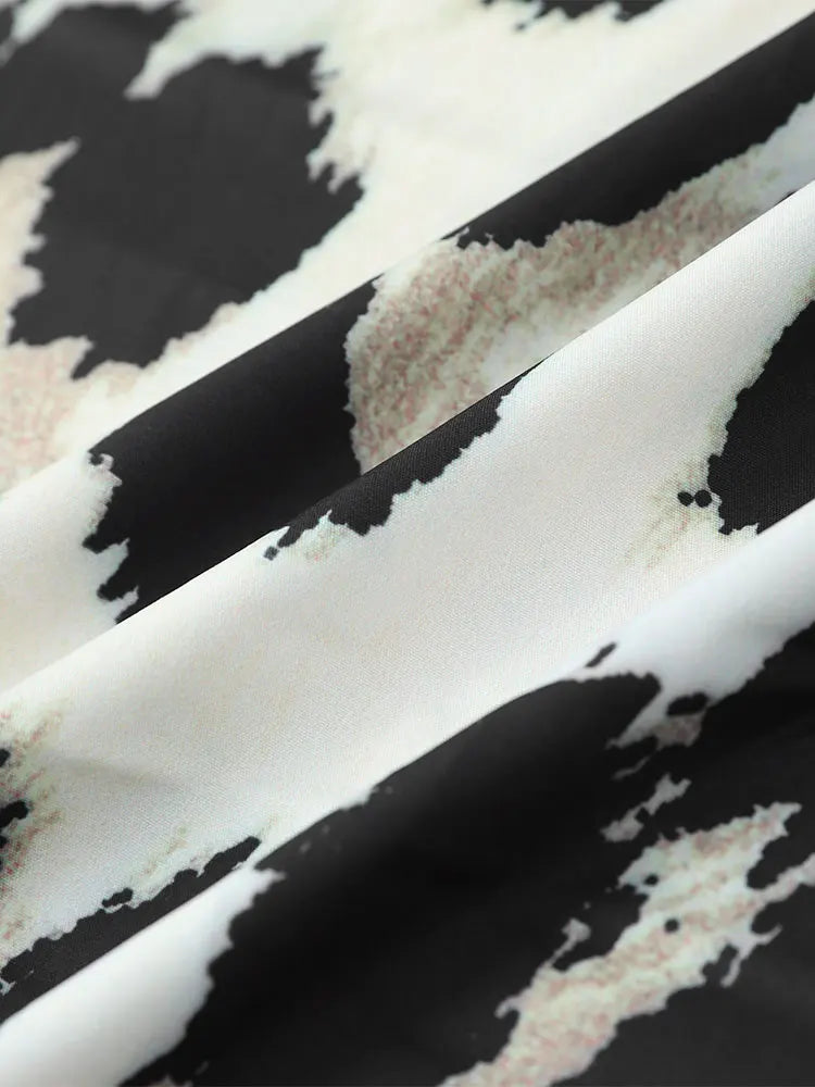 Damen-Kleid, Leopardenmuster, Drei, Viertel, Ärmel, lockerer Schnitt, luftig, Stoff-6