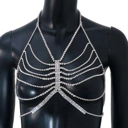 Damen-Körperschmuck, geometrisches Design, Metall, Strass-3