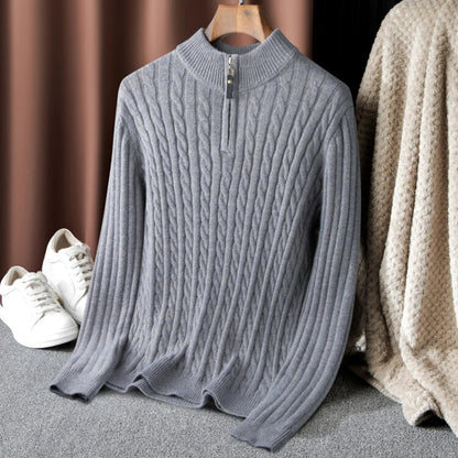 Herren-Rollkragenpullover, Pullover, Thermo, Zip, Polyester 1