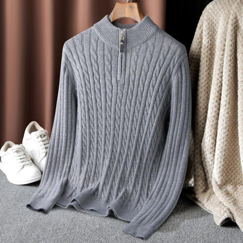 Herren-Rollkragenpullover, Pullover, Thermo, Zip, Polyester 1