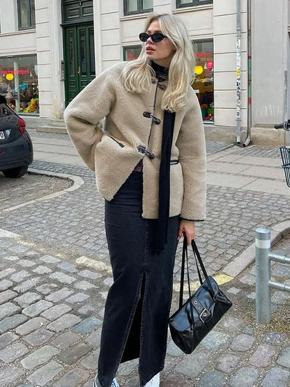 Damen-langer Mantel, weich, warmer Stoff, mit geräumigen Taschen-6