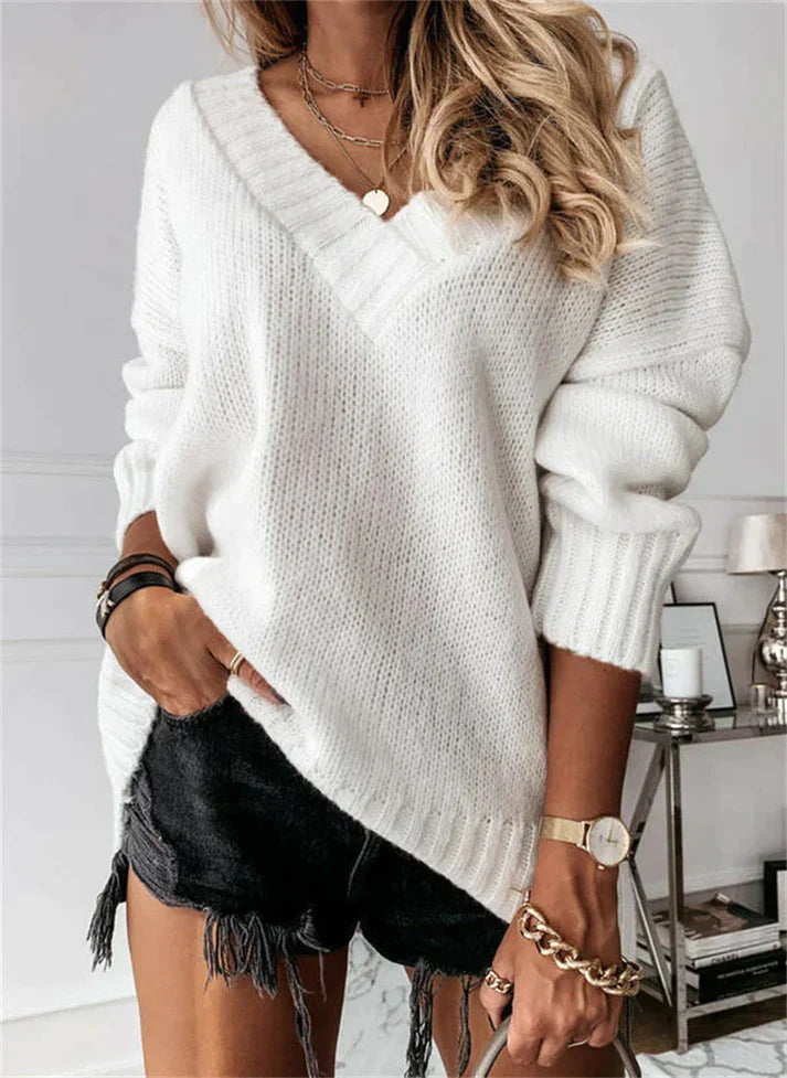 Damenpullover mit V-Ausschnitt, klassisches Design, 100 % Baumwolle 14