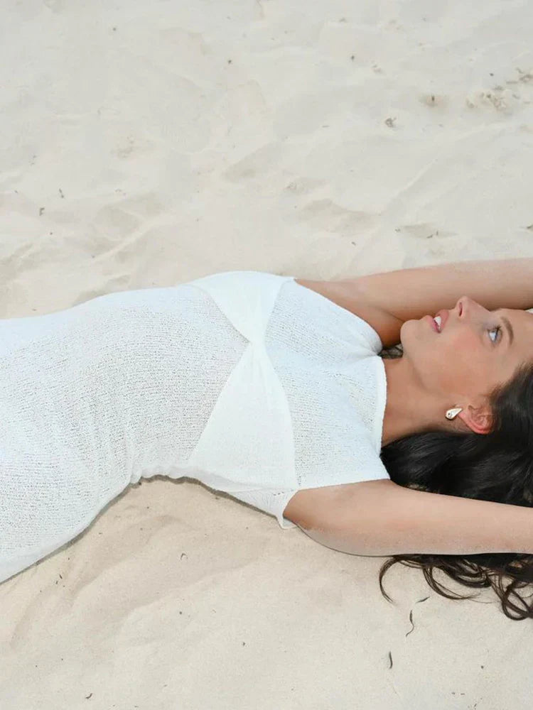Ärmelloses Maxikleid für Damen aus leichtem Strickstoff – Elegantes und kühles Kleid für Sommer-Strandausflüge 6