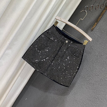 Damen-Jeansrock A-Linienform mit Strass-Details aus Denim-4