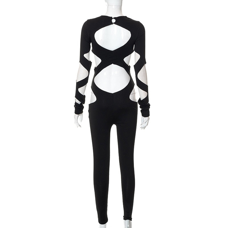 Damen-Jumpsuit, durchbrochenes Design, Polyester-6