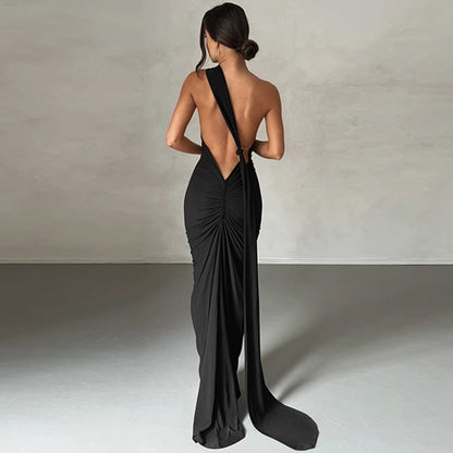 Maxikleid Damen mit Rückendesign Fishtail Polyester Elasthan 3
